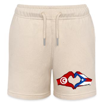 Tunisie Porto Rico Drapeau Mains Coeur Forme - Short de jogging enfant bio Stanley/Stella - écru doux - Devant