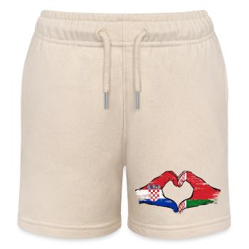 Kroatien Belarus Flagge Hände Herzform used - Kinder Organic Joggingshorts Mini Bolter von Stanley/Stella - Natur - Vorne