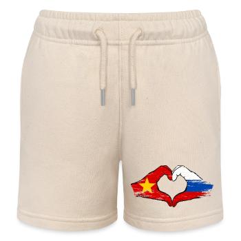 Vietnam Russland Flagge Hände Herzform used - Kinder Organic Joggingshorts Mini Bolter von Stanley/Stella - Natur - Vorne