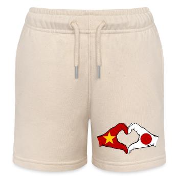 Vietnam Japon Drapeau Mains Coeur Forme - Short de jogging enfant bio Stanley/Stella - écru doux - Devant