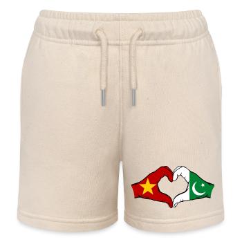Vietnam Pakistan Flagge Hände Herzform - Kinder Organic Joggingshorts Mini Bolter von Stanley/Stella - Natur - Vorne