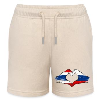 Thaïlande Russie Drapeau Mains Coeur Forme Utilisé - Short de jogging enfant bio Stanley/Stella - écru doux - Devant