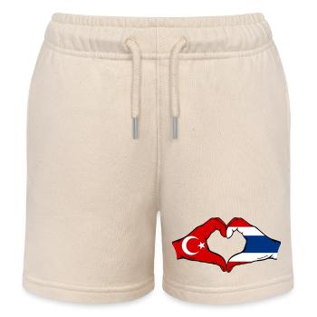 Turquie Thaïlande drapeau mains forme coeur - Short de jogging enfant bio Stanley/Stella - écru doux - Devant