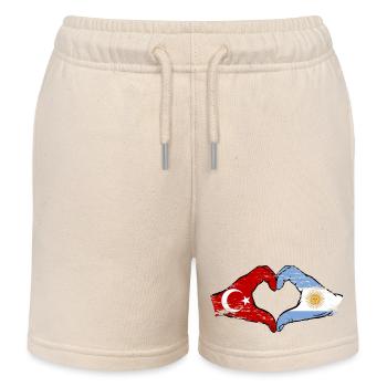 Turquie Argentine Drapeau Mains Coeur Forme Utilisé - Short de jogging enfant bio Stanley/Stella - écru doux - Devant