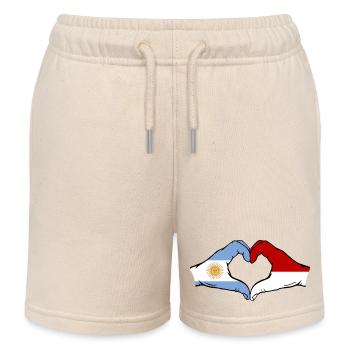Argentine Indonésie Drapeau Mains Coeur Forme - Short de jogging enfant bio Stanley/Stella - écru doux - Devant