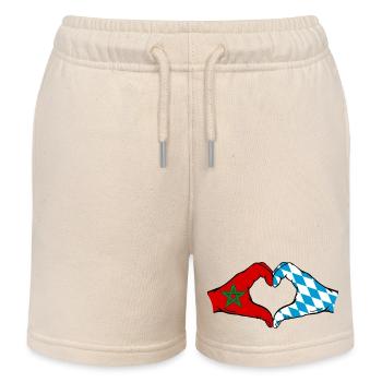 Morocco Bavaria Flag Hands Heart Shape - Kids Organic Sweat Shorts by Stanley/Stella - soft Ecru - Front