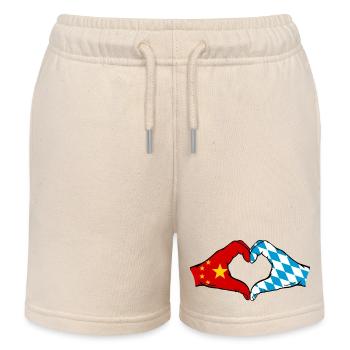 China Bavaria Flag Hands Heart Shape - Kids Organic Sweat Shorts by Stanley/Stella - soft Ecru - Front