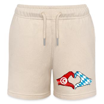 Tunisie Bavière drapeau mains forme coeur utilisé - Short de jogging enfant bio Stanley/Stella - écru doux - Devant