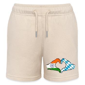 Inde Bavière drapeau mains coeur utilisé - Short de jogging enfant bio Stanley/Stella - écru doux - Devant