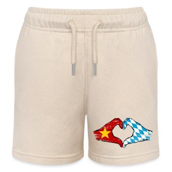 Vietnam Bavaria Flag Hands Heart Shape Used - Kids Organic Sweat Shorts by Stanley/Stella - soft Ecru - Front