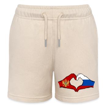 Montenegro Russia Flag Hands Heart Shape - Kids Organic Sweat Shorts by Stanley/Stella - soft Ecru - Front