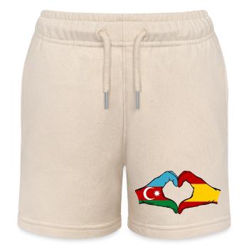 Aserbaidschan Spanien Flagge Haende Herzform - Kinder Organic Joggingshorts Mini Bolter von Stanley/Stella - Natur - Vorne