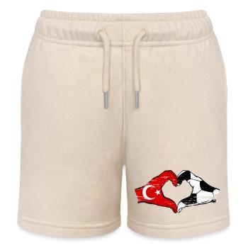 Türkei Fussball Flagge Haende Herzform used - Kinder Organic Joggingshorts Mini Bolter von Stanley/Stella - Natur - Vorne