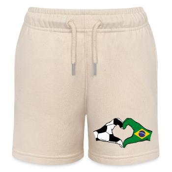 Brazil Football Flag Hands Heart Shape - Kids Organic Sweat Shorts by Stanley/Stella - soft Ecru - Front