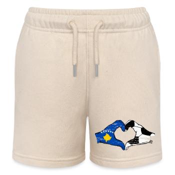 Kosovo football drapeau mains forme coeur utilisé - Short de jogging enfant bio Stanley/Stella - écru doux - Devant