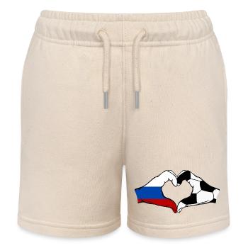 Russland Fussball Flagge Haende Herzform - Kinder Organic Joggingshorts Mini Bolter von Stanley/Stella - Natur - Vorne