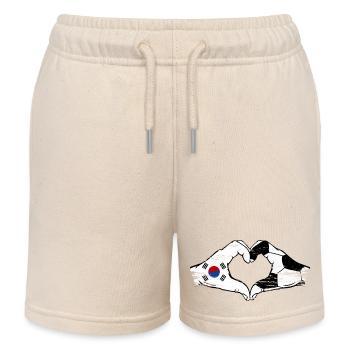 Suedkorea Fussball Flagge Haende Herzform used - Kinder Organic Joggingshorts Mini Bolter von Stanley/Stella - Natur - Vorne