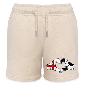 Géorgie Football Drapeau Mains Forme Coeur Utilisé - Short de jogging enfant bio Stanley/Stella - écru doux - Devant