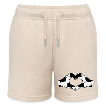 Fussball Herz Hände - Kinder Organic Joggingshorts Mini Bolter von Stanley/Stella - Natur - Vorne