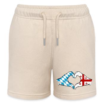 Bayern Georgien Flagge Haende Herzform x - Kinder Organic Joggingshorts Mini Bolter von Stanley/Stella - Natur - Vorne