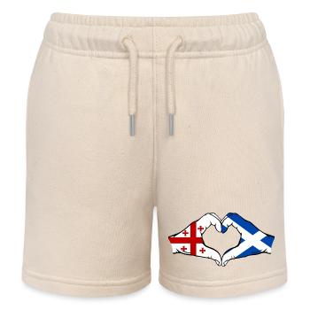 Georgien Schottland Flagge Haende Herzform - Kinder Organic Joggingshorts Mini Bolter von Stanley/Stella - Natur - Vorne