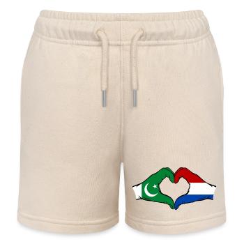 Pakistan Holland Flagge Haende Herzform - Kinder Organic Joggingshorts Mini Bolter von Stanley/Stella - Natur - Vorne