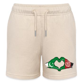 Pakistan Afghanistan Flagge Hände Herz - Kinder Organic Joggingshorts Mini Bolter von Stanley/Stella - Natur - Vorne