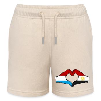 Luxemburg Ägypten Flagge Haende Herzform used - Kinder Organic Joggingshorts Mini Bolter von Stanley/Stella - Natur - Vorne