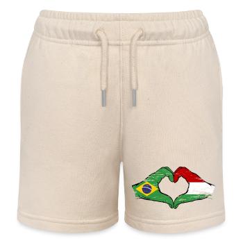 Brasilien Ungarn Flagge Hände Herzform used - Kinder Organic Joggingshorts Mini Bolter von Stanley/Stella - Natur - Vorne
