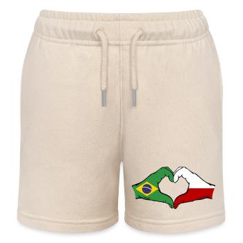 Brasilien Polen Flagge Haende Herzform - Kinder Organic Joggingshorts Mini Bolter von Stanley/Stella - Natur - Vorne