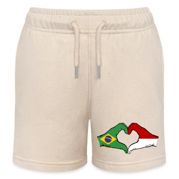 Brasilien Monaco Flagge Haende Herzform - Kinder Organic Joggingshorts Mini Bolter von Stanley/Stella - Natur - Vorne