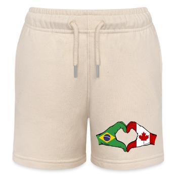 Brazil Canada Flag Hands Heart Shape - Kids Organic Sweat Shorts by Stanley/Stella - soft Ecru - Front
