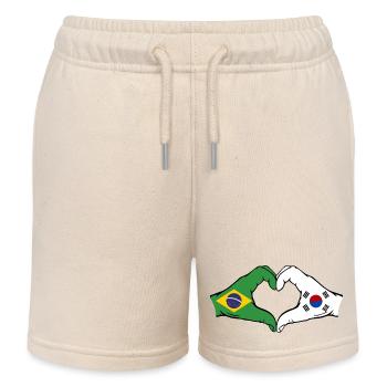 Brazil South Korea Hands Heart Shape - Kids Organic Sweat Shorts by Stanley/Stella - soft Ecru - Front