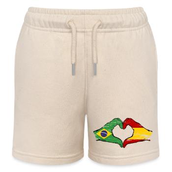Brasilien Spanien Hände Herzform used - Kinder Organic Joggingshorts Mini Bolter von Stanley/Stella - Natur - Vorne