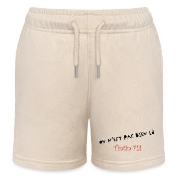 We're not here - Kids Organic Sweat Shorts by Stanley/Stella - soft Ecru - Front