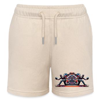 Dynamische, farbenfrohe Bowler in Aktion - Kinder Organic Joggingshorts Mini Bolter von Stanley/Stella - Natur - Vorne