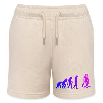 Floorball Illustration für Unihockey - Kinder Organic Joggingshorts Mini Bolter von Stanley/Stella - Natur - Vorne