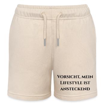 Attention, Premium comes through - Kids Organic Sweat Shorts by Stanley/Stella - soft Ecru - Front