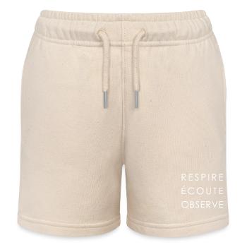 RESPIRE ECOUTE OBSERVE XL WHITE - Short de jogging enfant bio Stanley/Stella - écru doux - Devant