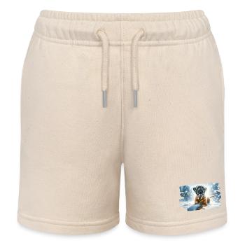 Boxer in wintry snowy landscape - Kids Organic Sweat Shorts by Stanley/Stella - soft Ecru - Front