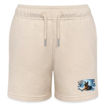 German Shepherd in a magical winter landscape - Kids Organic Sweat Shorts by Stanley/Stella - soft Ecru - Front