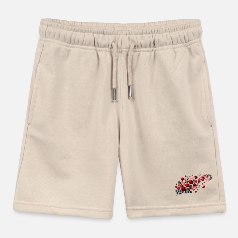 Red roses with an elegant smoke loop Kids Organic Sweat Shorts by Stanley/Stella