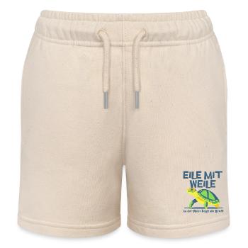 Lustige Schildkröte mit Spruch: Eile mit Weile - Kinder Organic Joggingshorts Mini Bolter von Stanley/Stella - Natur - Vorne