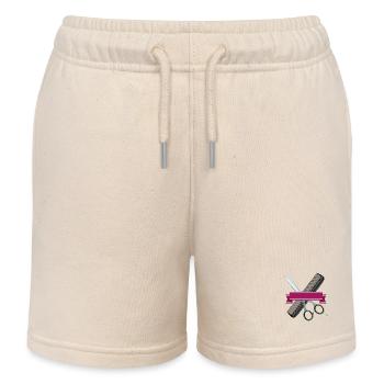 Friseurschere mit Kamm und lila Band - Kinder Organic Joggingshorts Mini Bolter von Stanley/Stella - Natur - Vorne