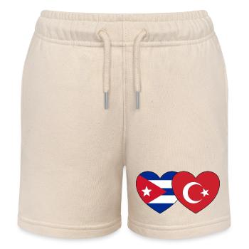 Kuba Türkei Flagge Herz - Kinder Organic Joggingshorts Mini Bolter von Stanley/Stella - Natur - Vorne