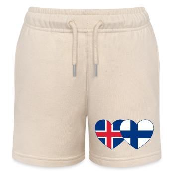 Islande Finlande Flag Coeur - Short de jogging enfant bio Stanley/Stella - écru doux - Devant