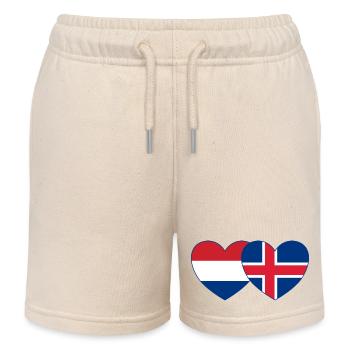 Holland Iceland Flag Heart - Kids Organic Sweat Shorts by Stanley/Stella - soft Ecru - Front