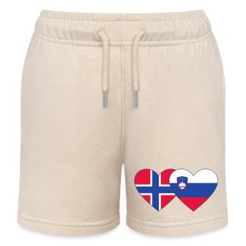 Norwegen Slowenien Flagge Herz - Kinder Organic Joggingshorts Mini Bolter von Stanley/Stella - Natur - Vorne