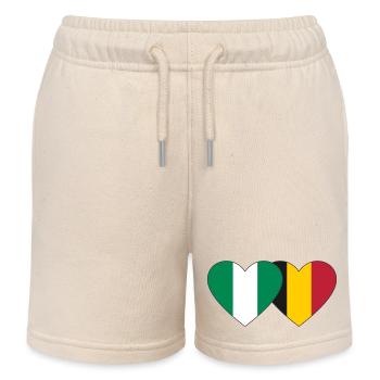 Nigeria Belgien Flagge Herz - Kinder Organic Joggingshorts Mini Bolter von Stanley/Stella - Natur - Vorne