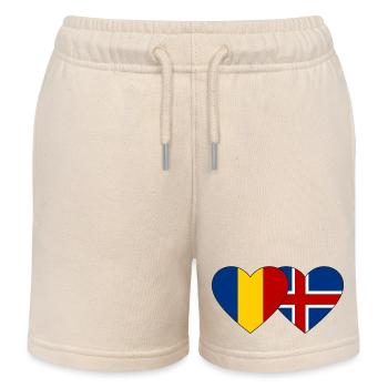 Roumanie Islande Flag Heart - Short de jogging enfant bio Stanley/Stella - écru doux - Devant